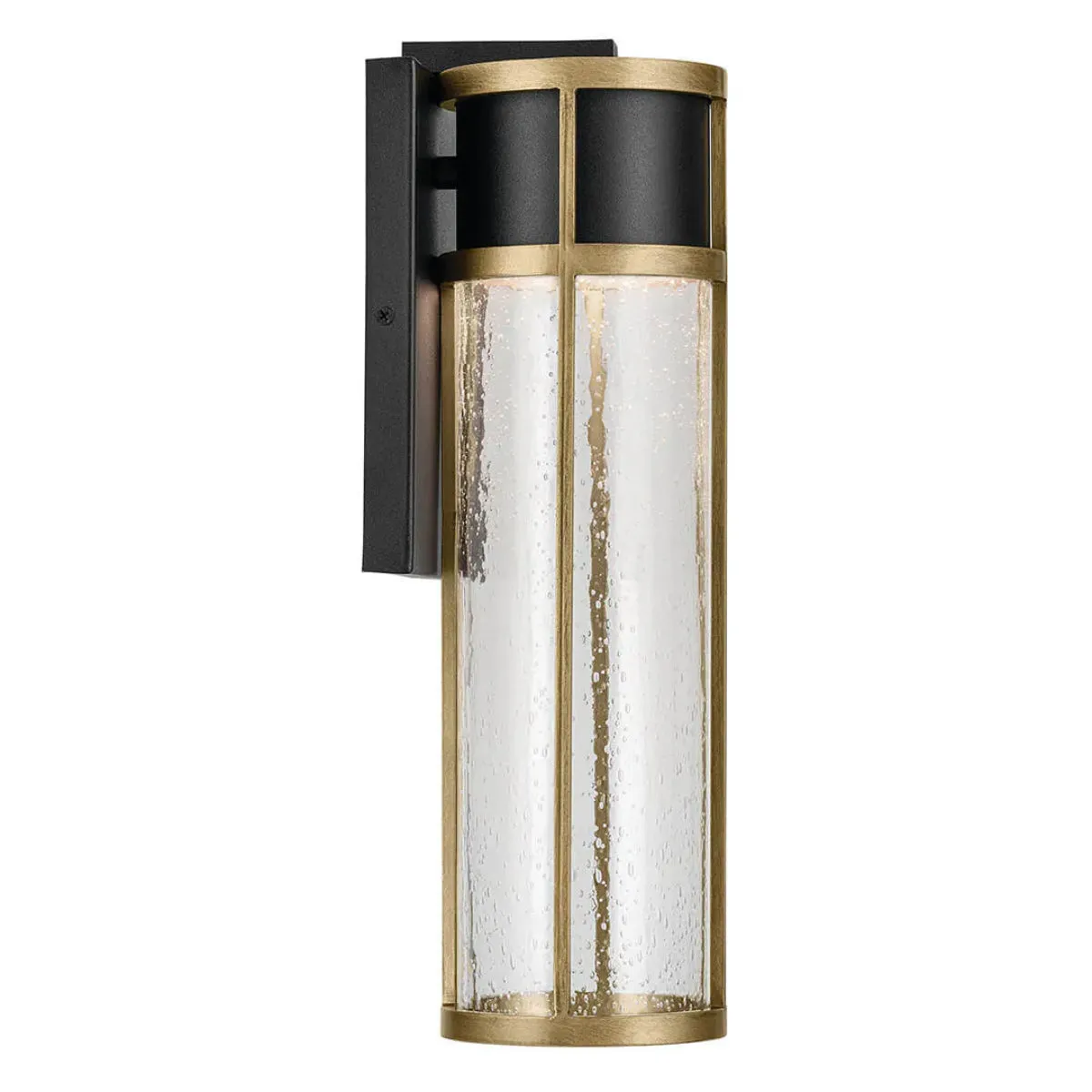 Camillo 16 In 1-Light LED Outdoor Wall Light With Clear Seeded Glass, Black Finish