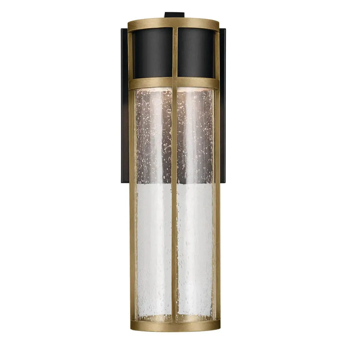 Camillo 16 In 1-Light LED Outdoor Wall Light With Clear Seeded Glass, Black Finish