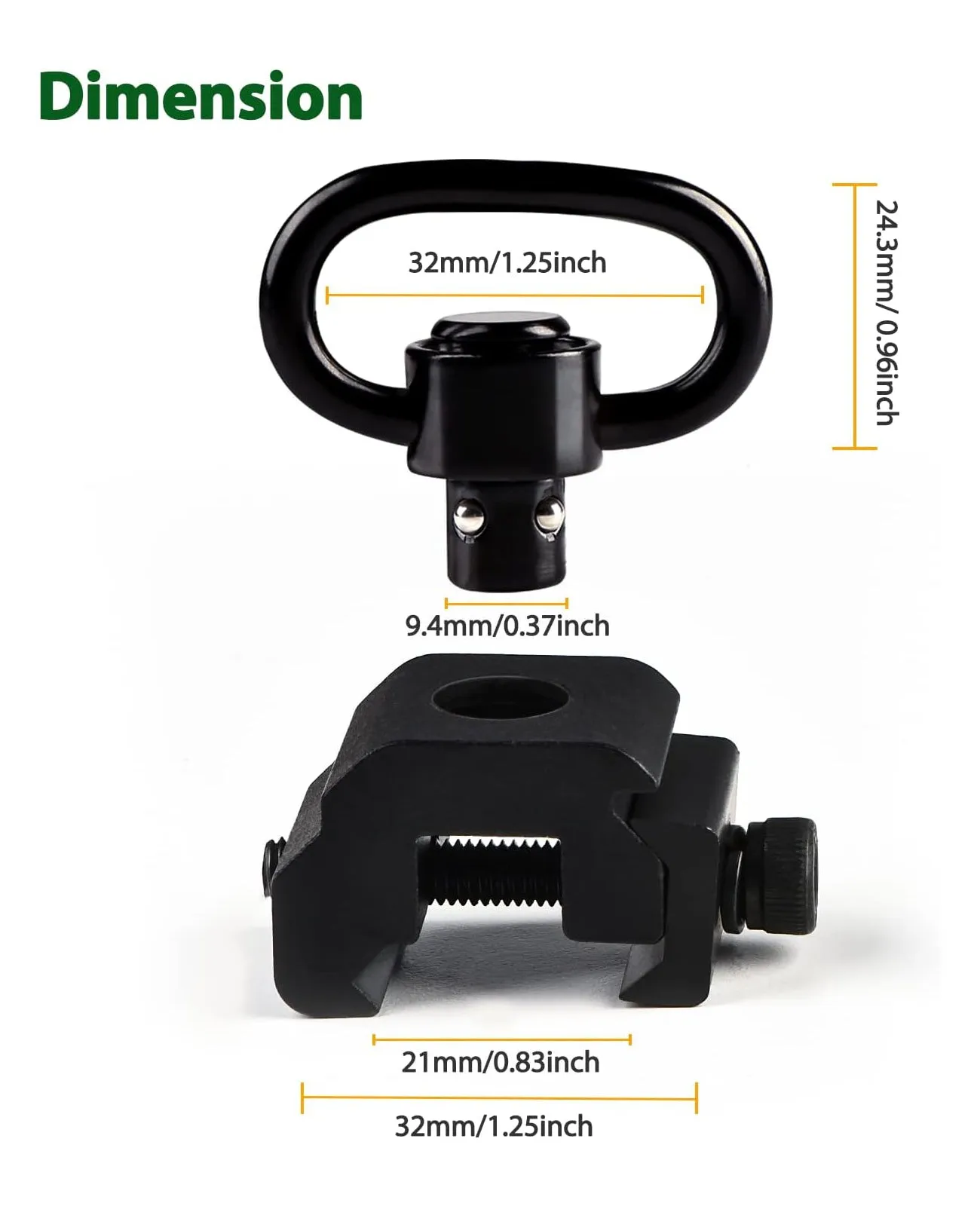 EZshoot Picatinny Sling Mount 2PCS 360° Rotation Sling Swivel for 2 Point Sling