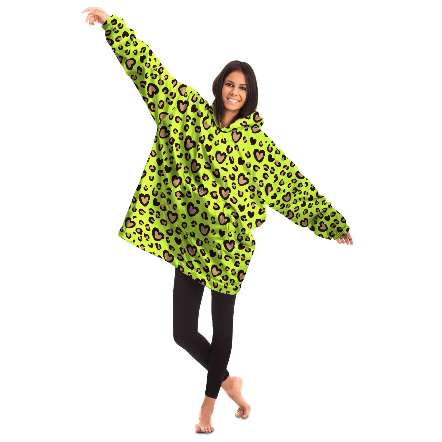 Heart Leopard Print Snug Hoodie