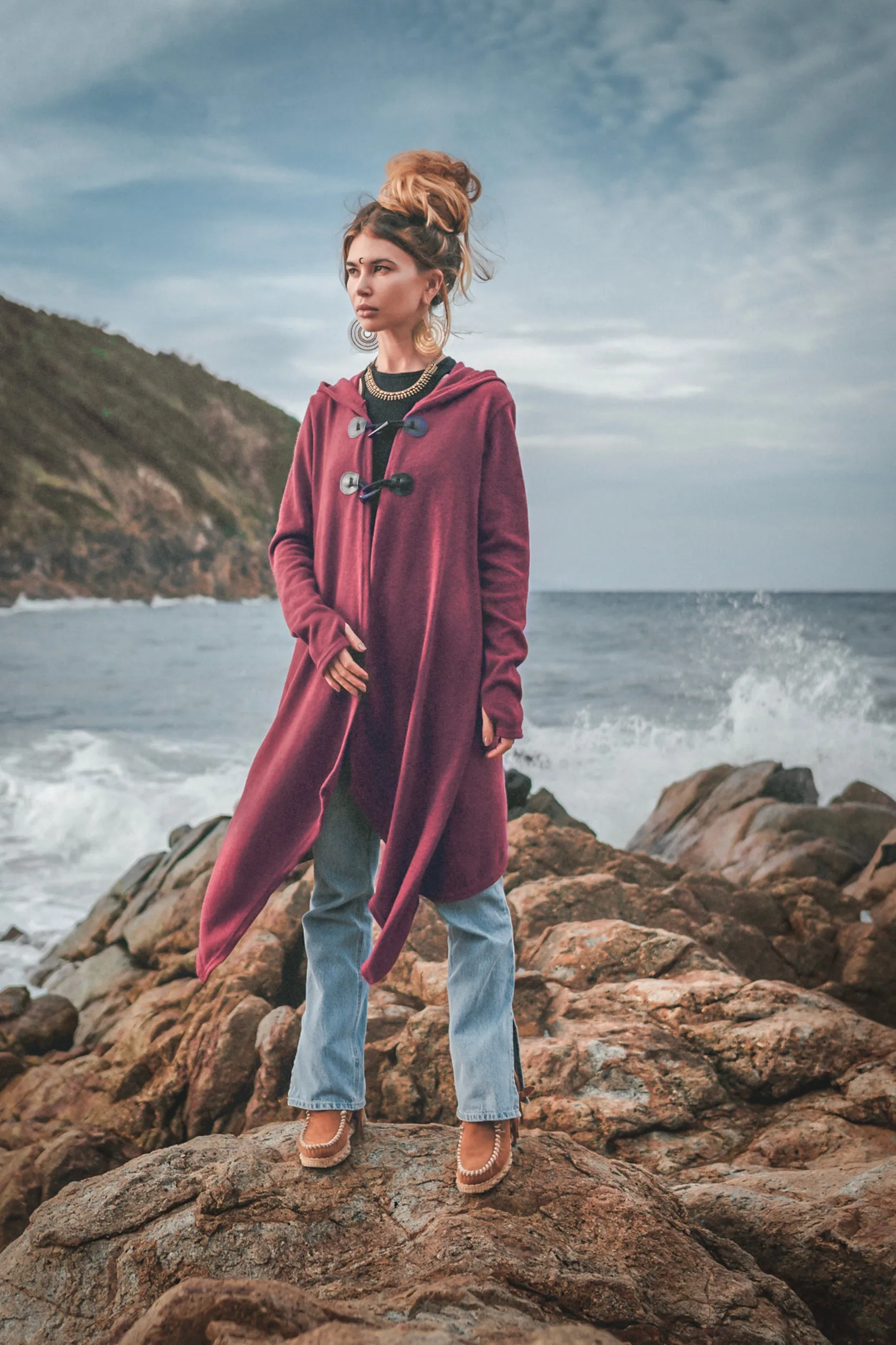 Hooded Cardigan Kala Acana Red