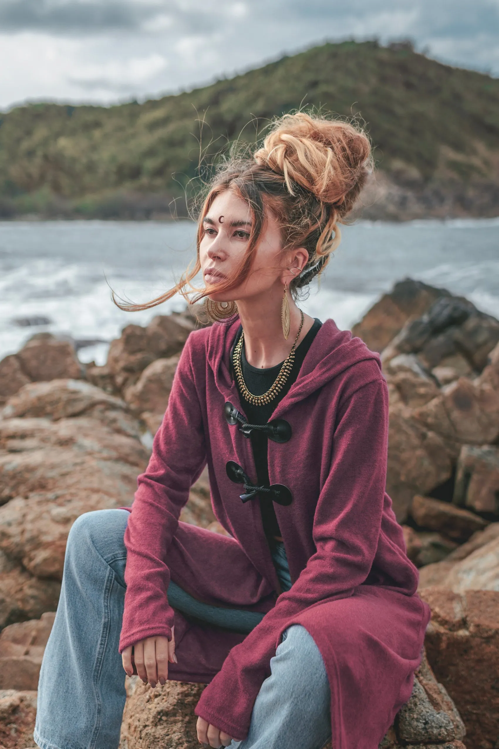 Hooded Cardigan Kala Acana Red