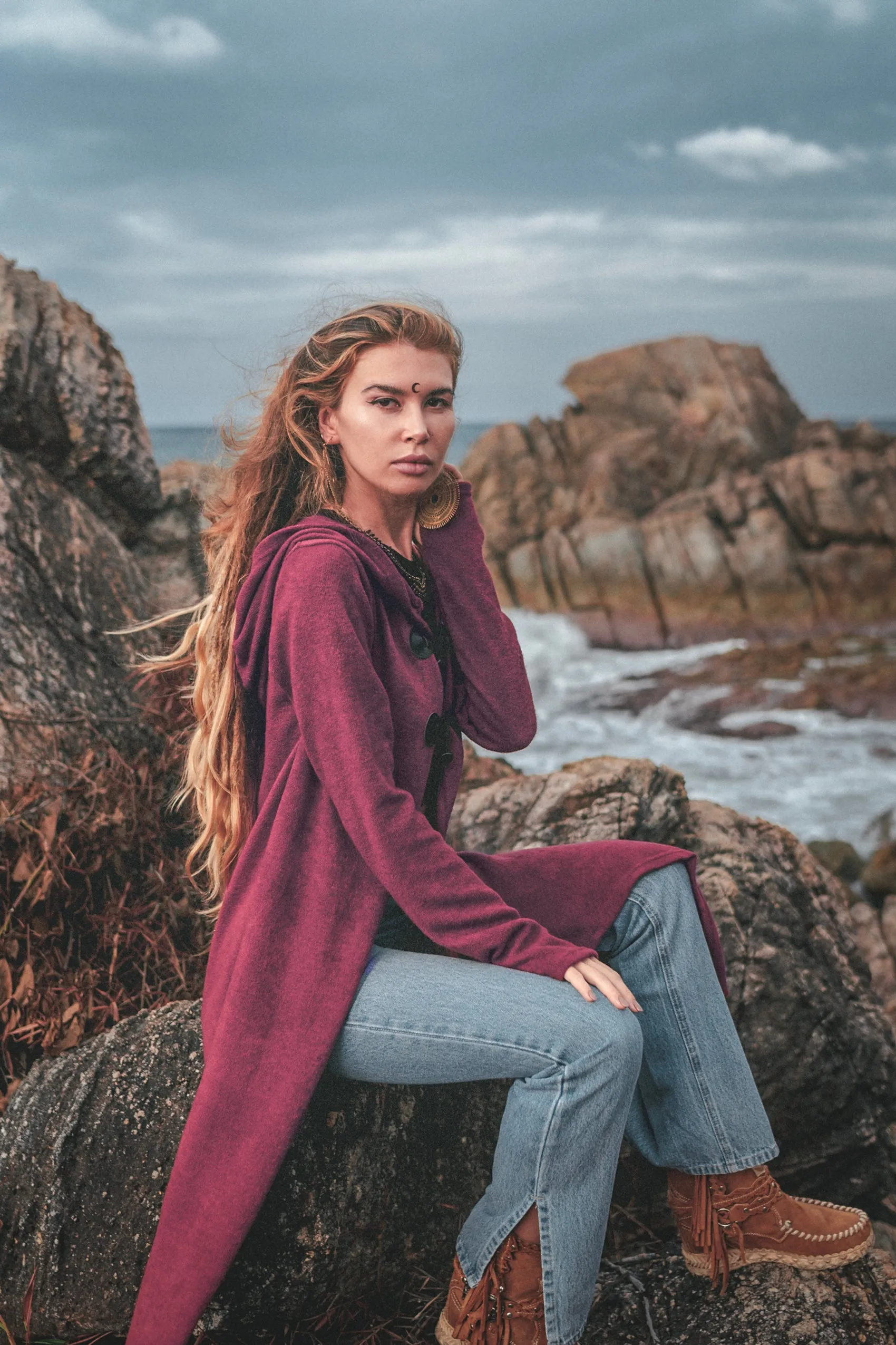 Hooded Cardigan Kala Acana Red