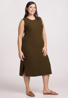 Iris Ribbed Dress - Olive Leaf