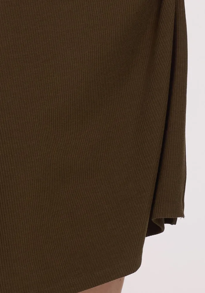 Iris Ribbed Dress - Olive Leaf