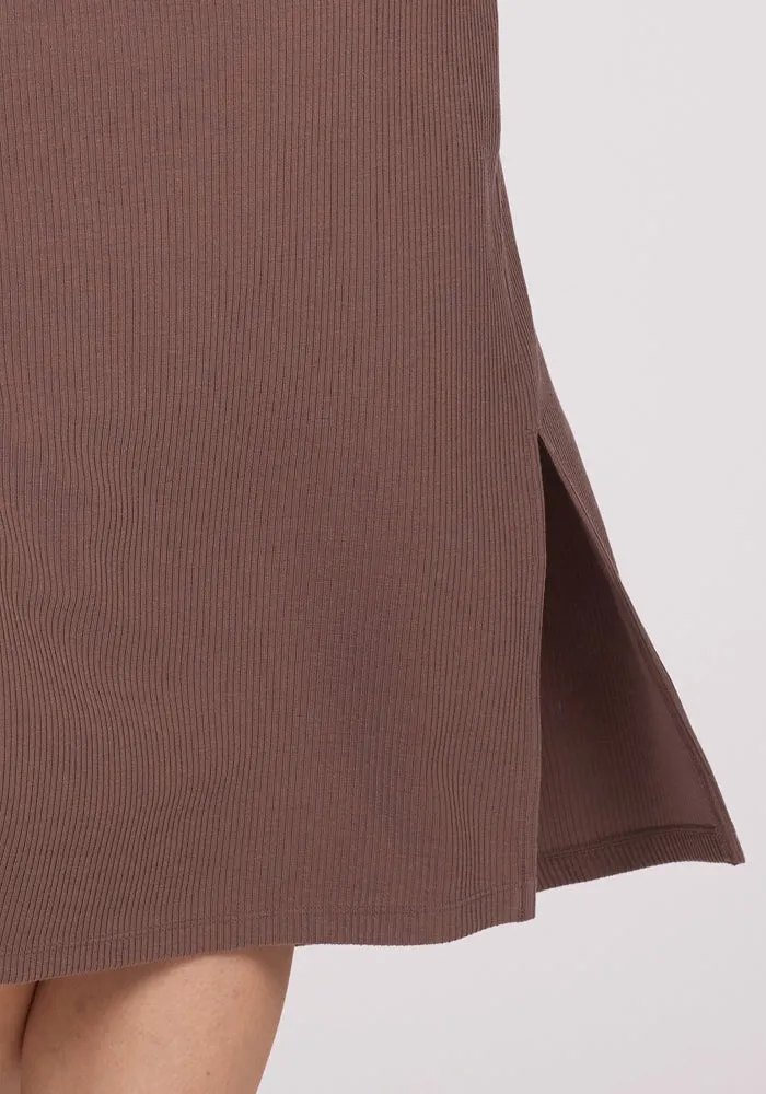 Iris Ribbed Dress - Toasted Almond