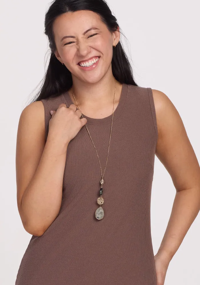Iris Ribbed Dress - Toasted Almond