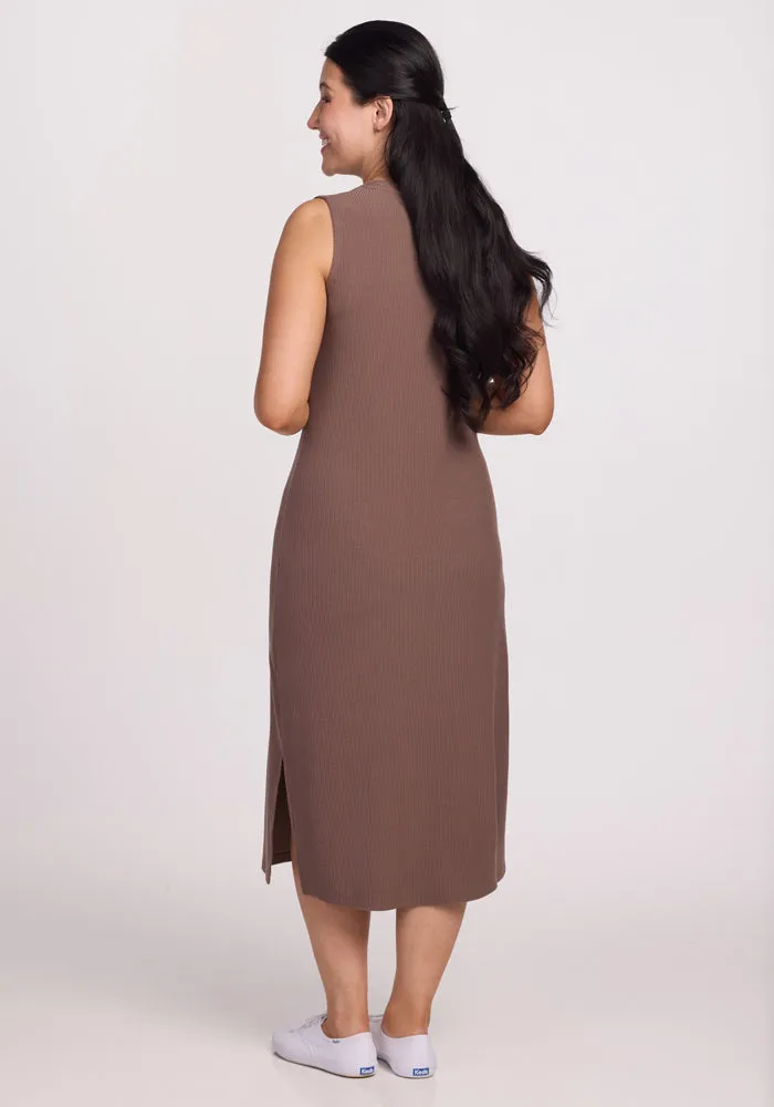Iris Ribbed Dress - Toasted Almond
