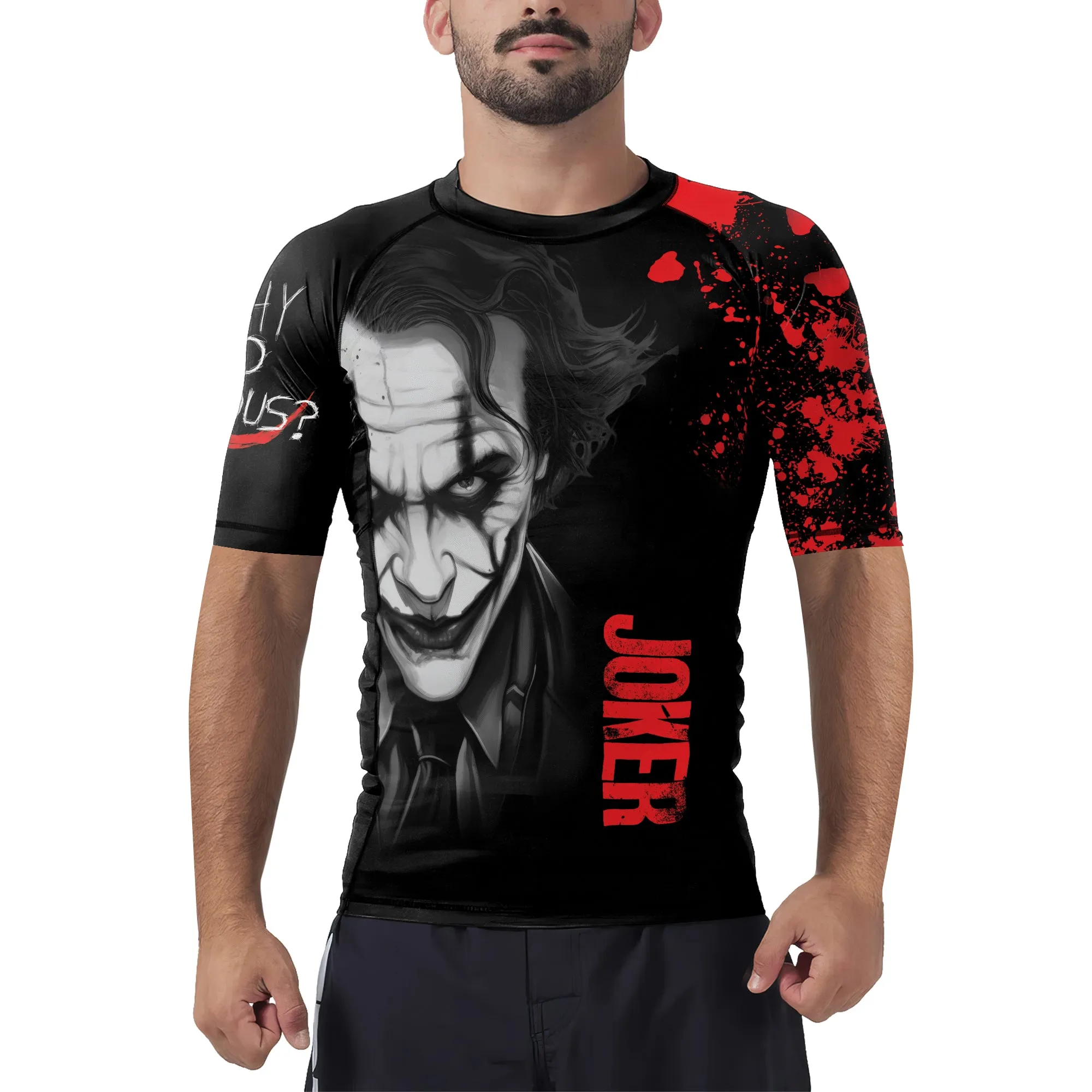 Joker Horror Why So Serious Men's Short Sleeve Rash Guard