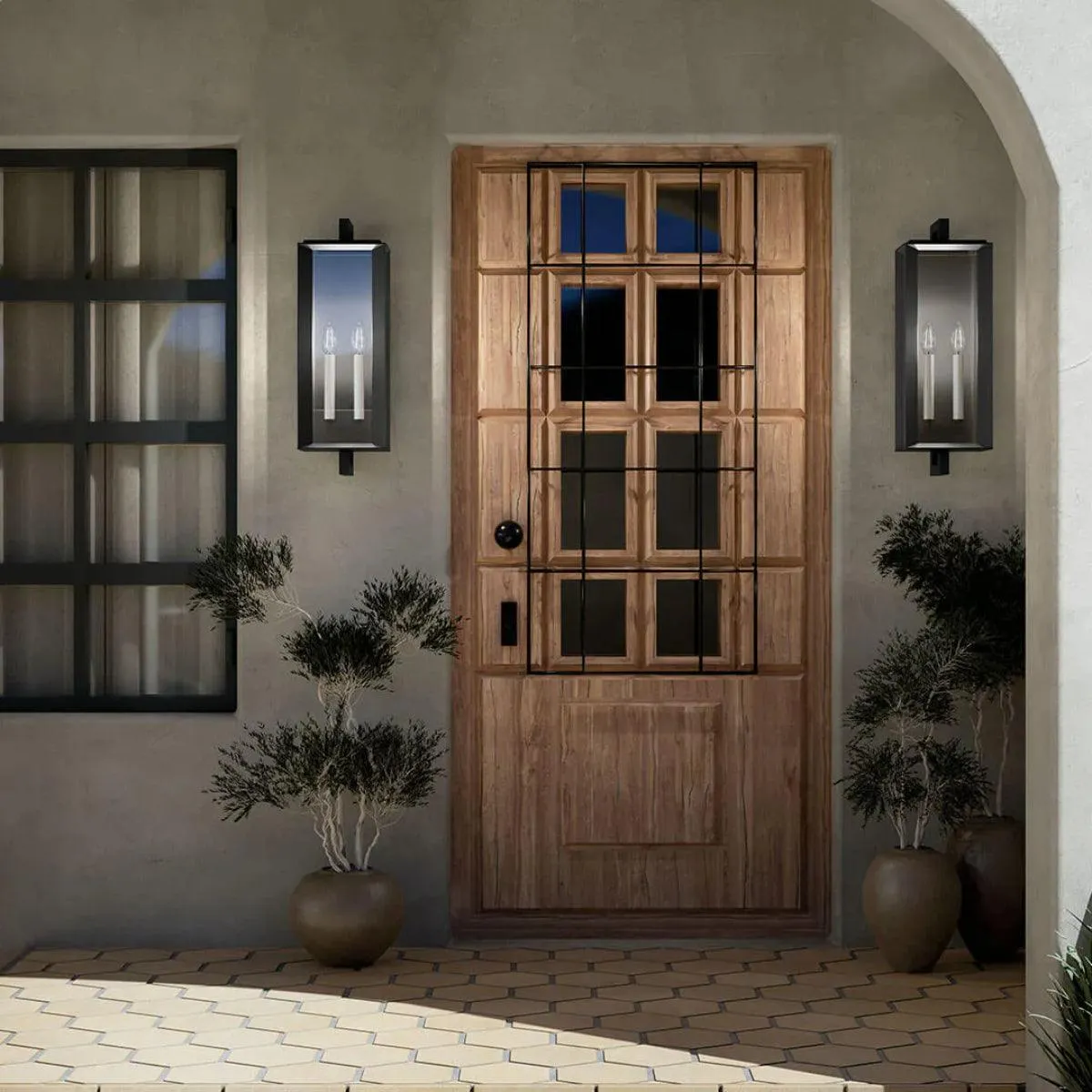 Kroft 28 In 2-Lights Outdoor Wall Light, Black Finish