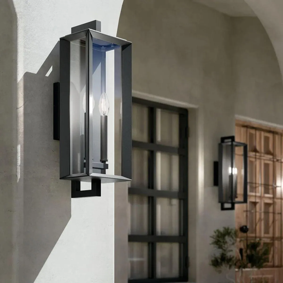 Kroft 28 In 2-Lights Outdoor Wall Light, Black Finish