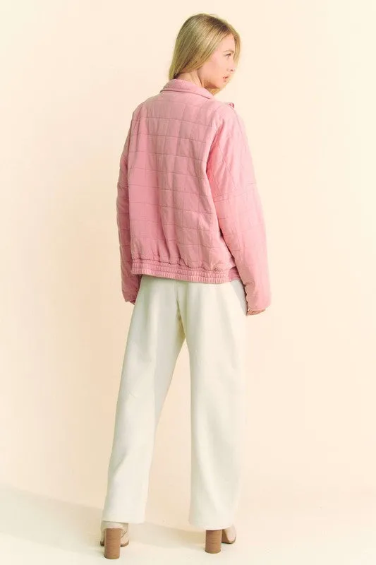 Light Pink Quilted Zip Up Jacket
