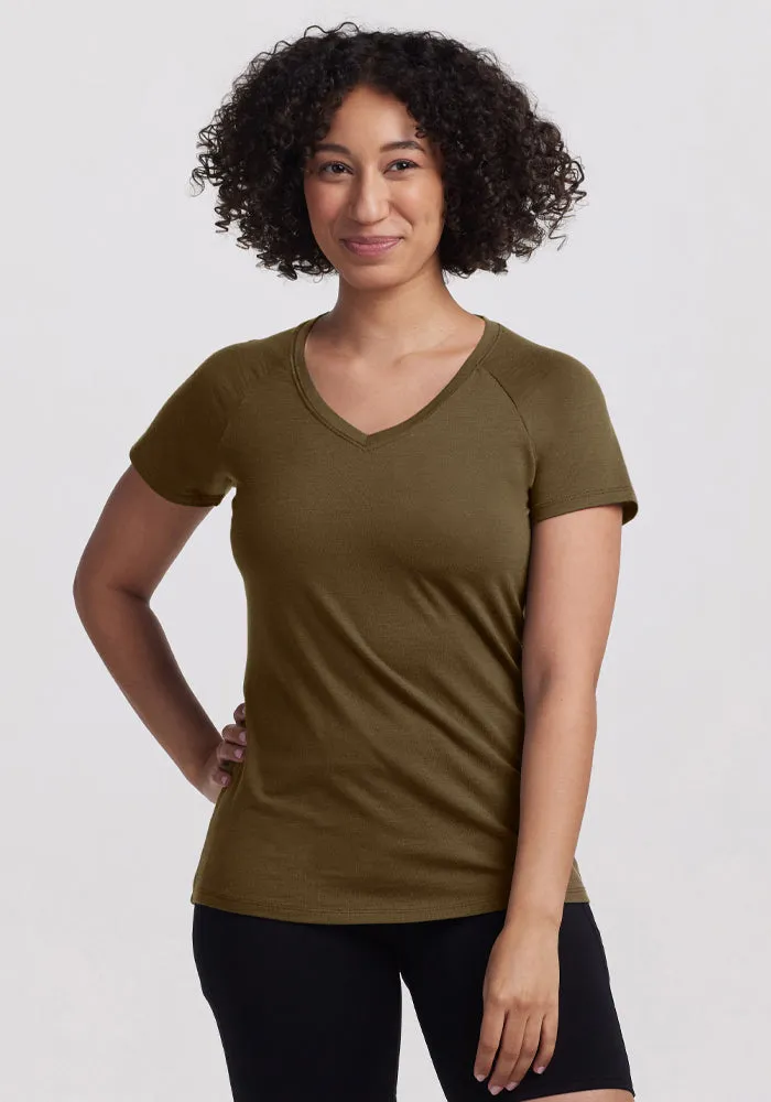 Mia V Neck - Olive Leaf