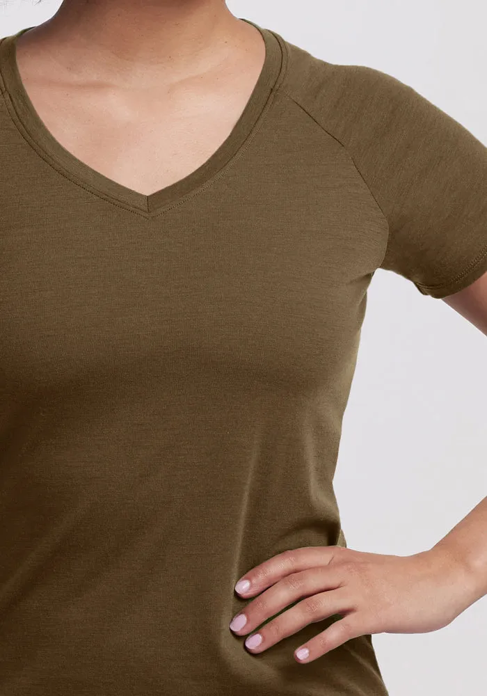 Mia V Neck - Olive Leaf