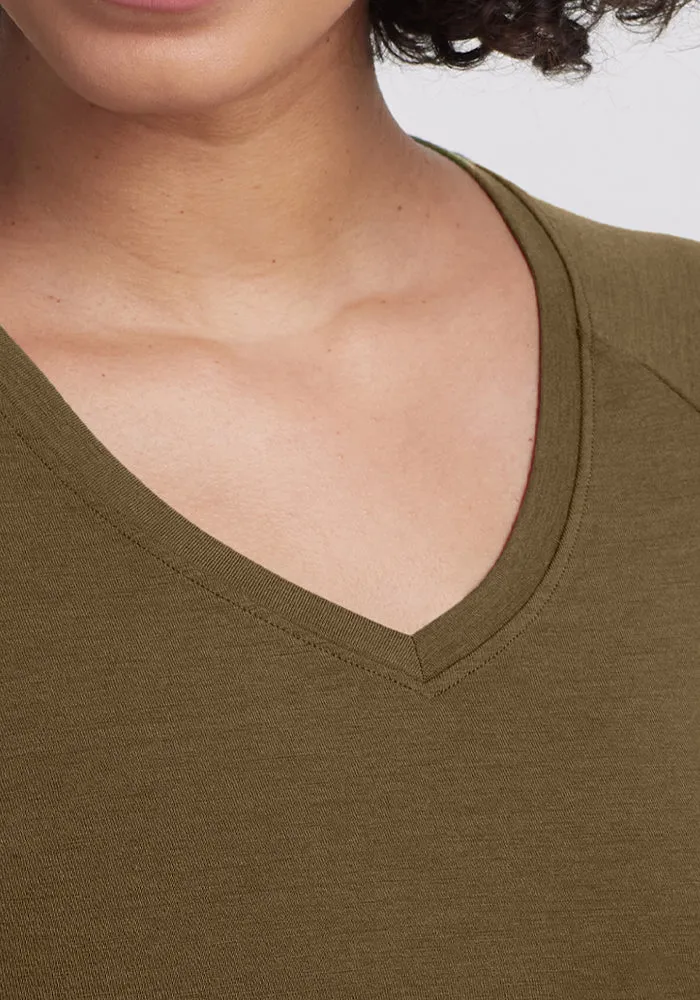 Mia V Neck - Olive Leaf