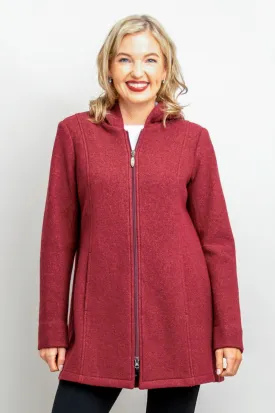 Natasha Coat, Burgundy, Boiled Wool