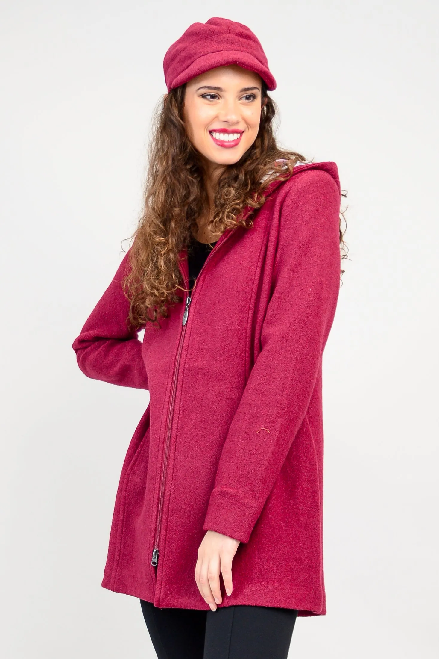 Natasha Coat, Burgundy, Boiled Wool