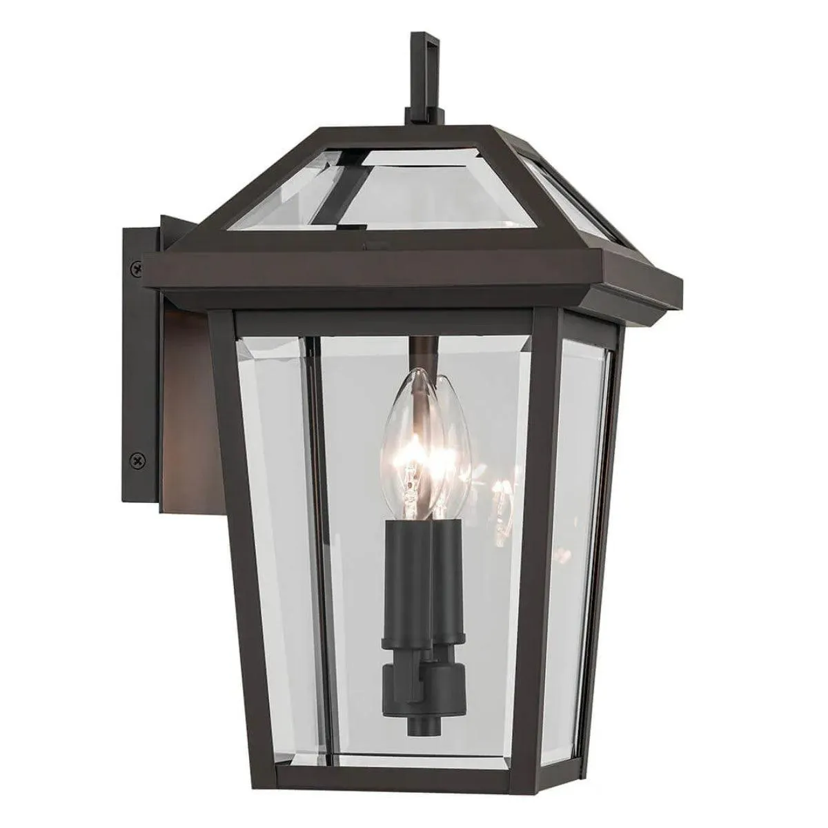 Regenge 14 In 2-Lights Outdoor Wall Light With Clear Beveled Glass, Bronze Finish